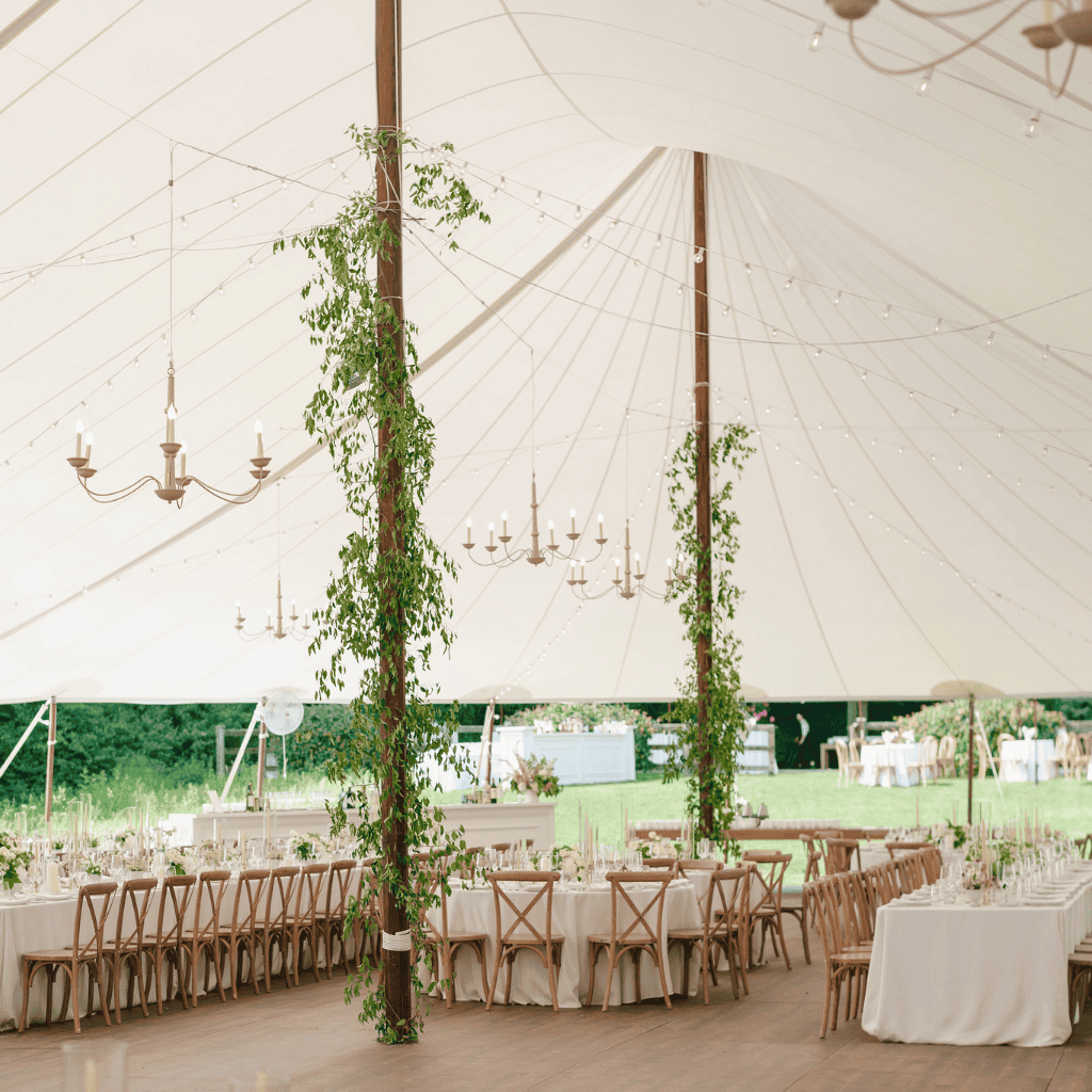 Rustic Chandeliers in a Sail Tent